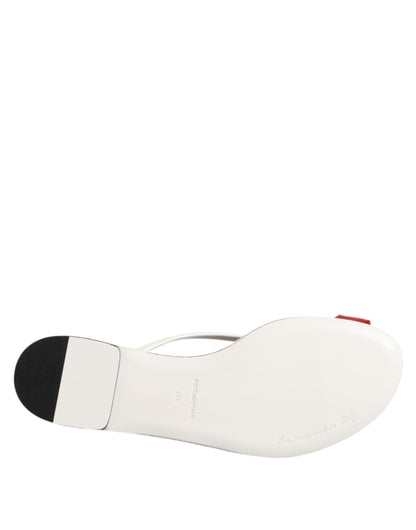 حذاء صندل جلدي من Dolce &amp; Gabbana باللون الأحمر والأبيض KEIRA Flower