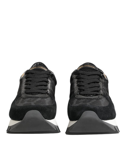 Dolce & Gabbana Black Gray Leopard Low Top Sneakers Shoes