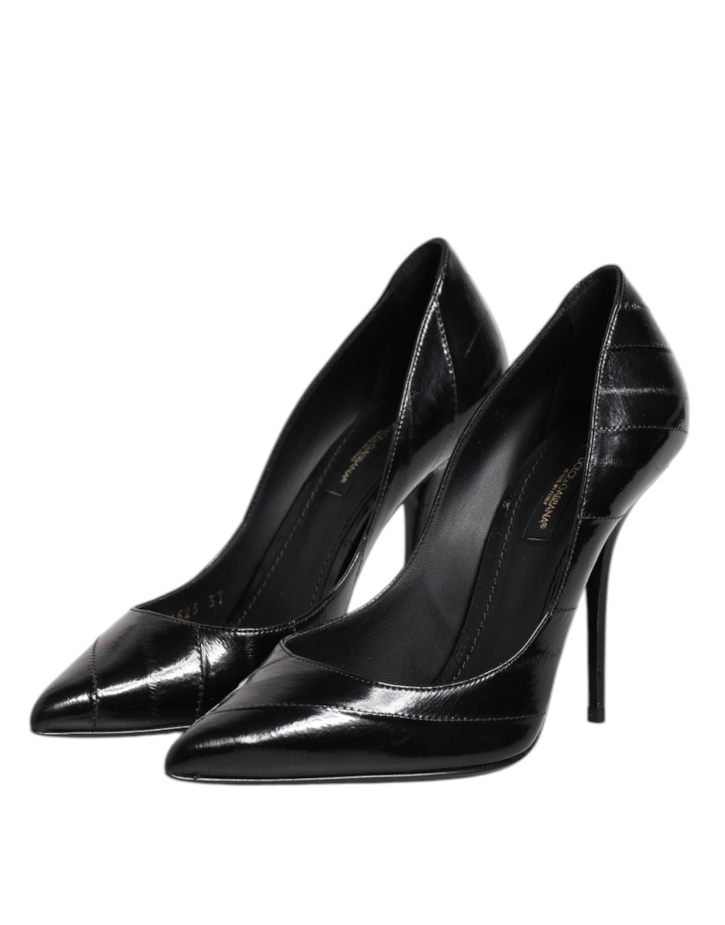 Dolce & Gabbana Black Leather Stiletto High Heels Pumps Shoes