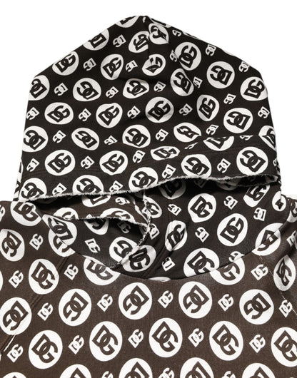 Dolce & Gabbana Brown White DG Logo Short Hoodie Sweater