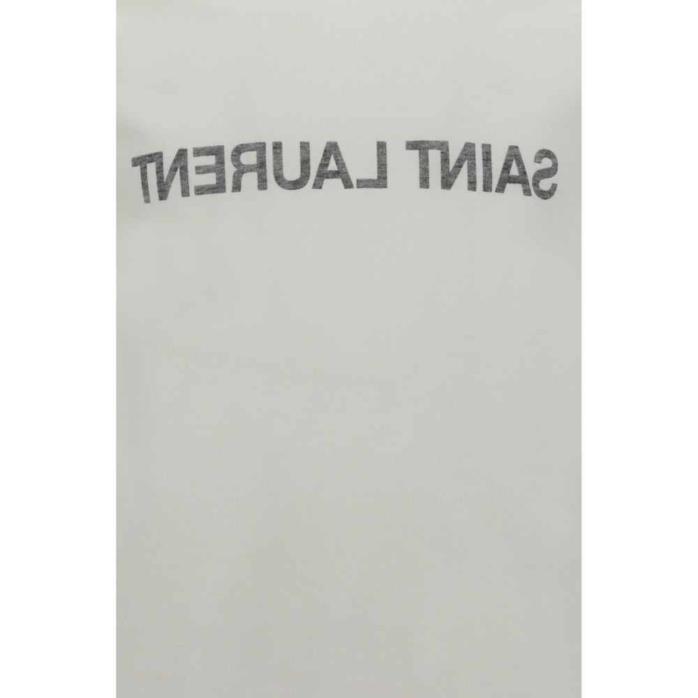 تي شيرت قطني أبيض من سان لوران