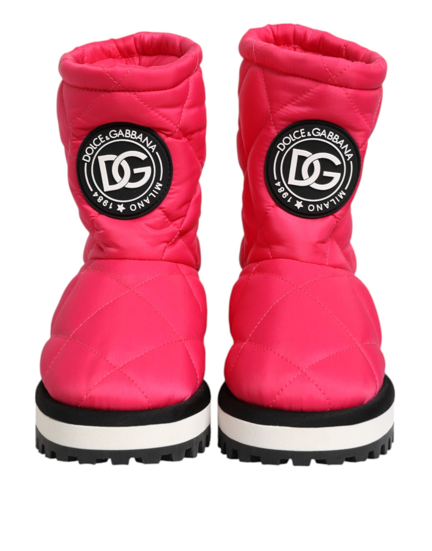 حذاء دولتشي آند غابانا وردي أبيض مبطن من الفيسكوز بطول منتصف الساق