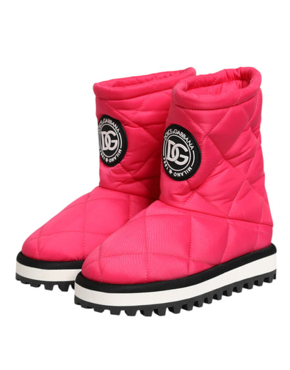 حذاء دولتشي آند غابانا وردي أبيض مبطن من الفيسكوز بطول منتصف الساق