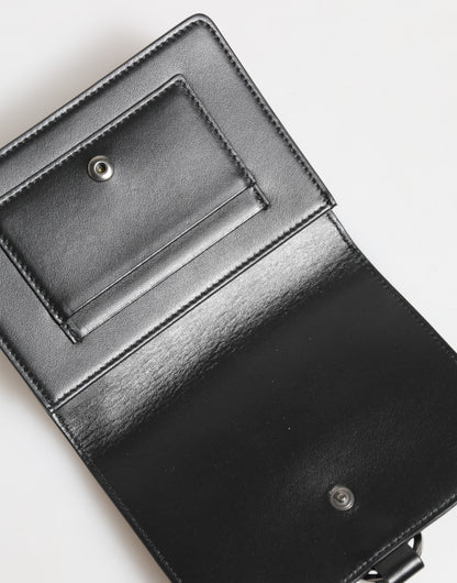 محفظة دولتشي آند غابانا الجلدية السوداء المزينة بالكريستال