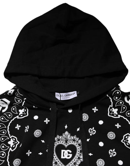 Dolce & Gabbana Black Bandana Hooded Men Sweatshirt Sweater