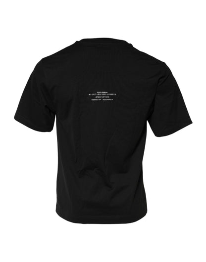 تي شيرت دولتشي آند غابانا أسود من القطن بطبعة DG Vib3 ورقبة دائرية