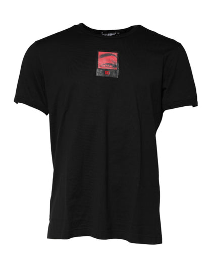 تي شيرت رجالي قطني بطبعة عين سوداء من دولتشي آند غابانا، برقبة دائرية