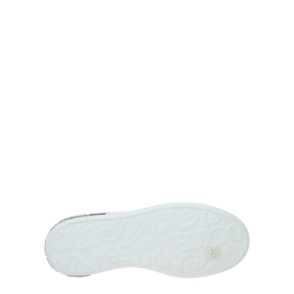 حذاء سنيكرز دولتشي آند غابانا أبيض من الجلد منخفض الرقبة