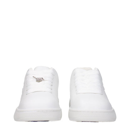 Burberry White Leather Low Top Sneakers