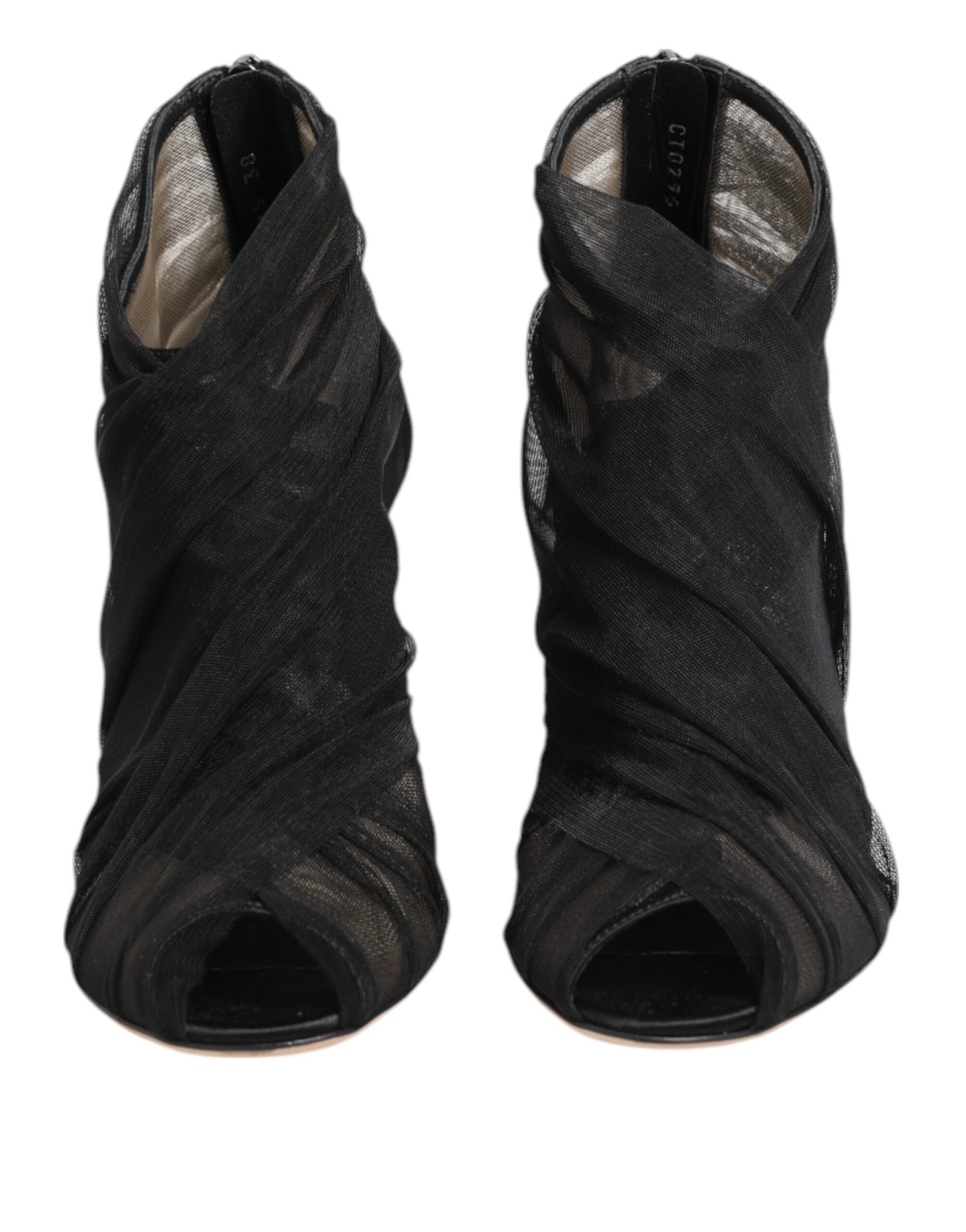 حذاء دولتشي آند غابانا أسود شبكي بكعب ستيليتو وأحذية طويلة للكاحل