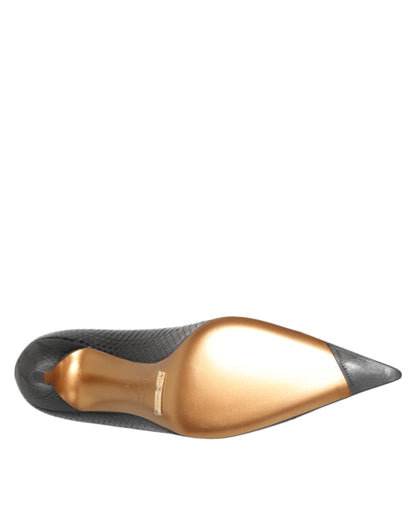 حذاء دولتشي آند غابانا بكعب عالٍ من الجلد الأسود الفاخر