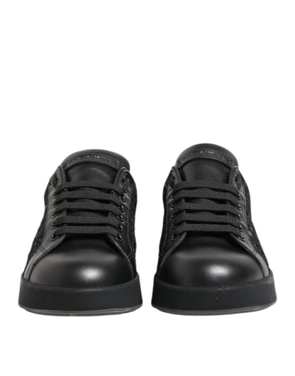 حذاء سنيكرز دولتشي آند غابانا أسود من الدانتيل المزهر منخفض الرقبة