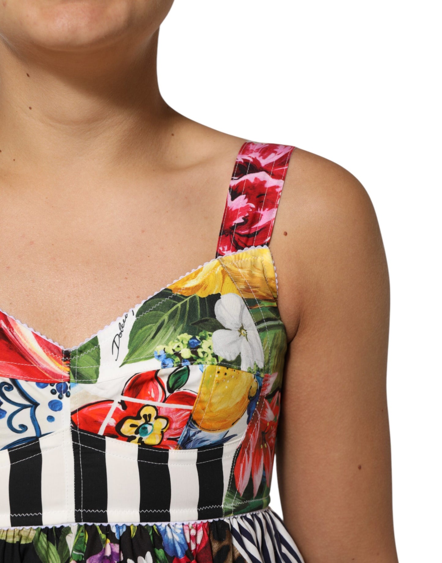 فستان دولتشي آند غابانا ميني من القطن متعدد الألوان