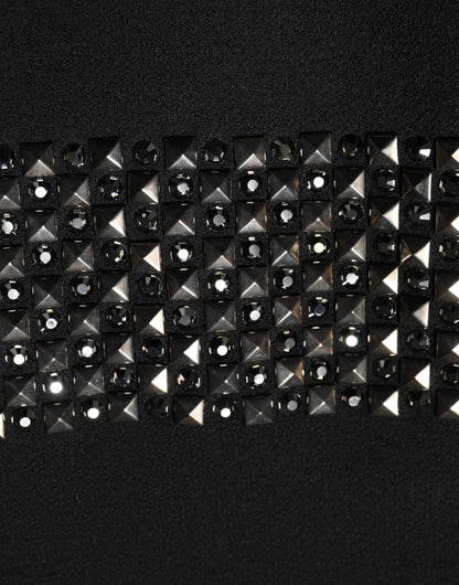 Dolce & Gabbana Black Crystal Embellished Collared Mini Dress