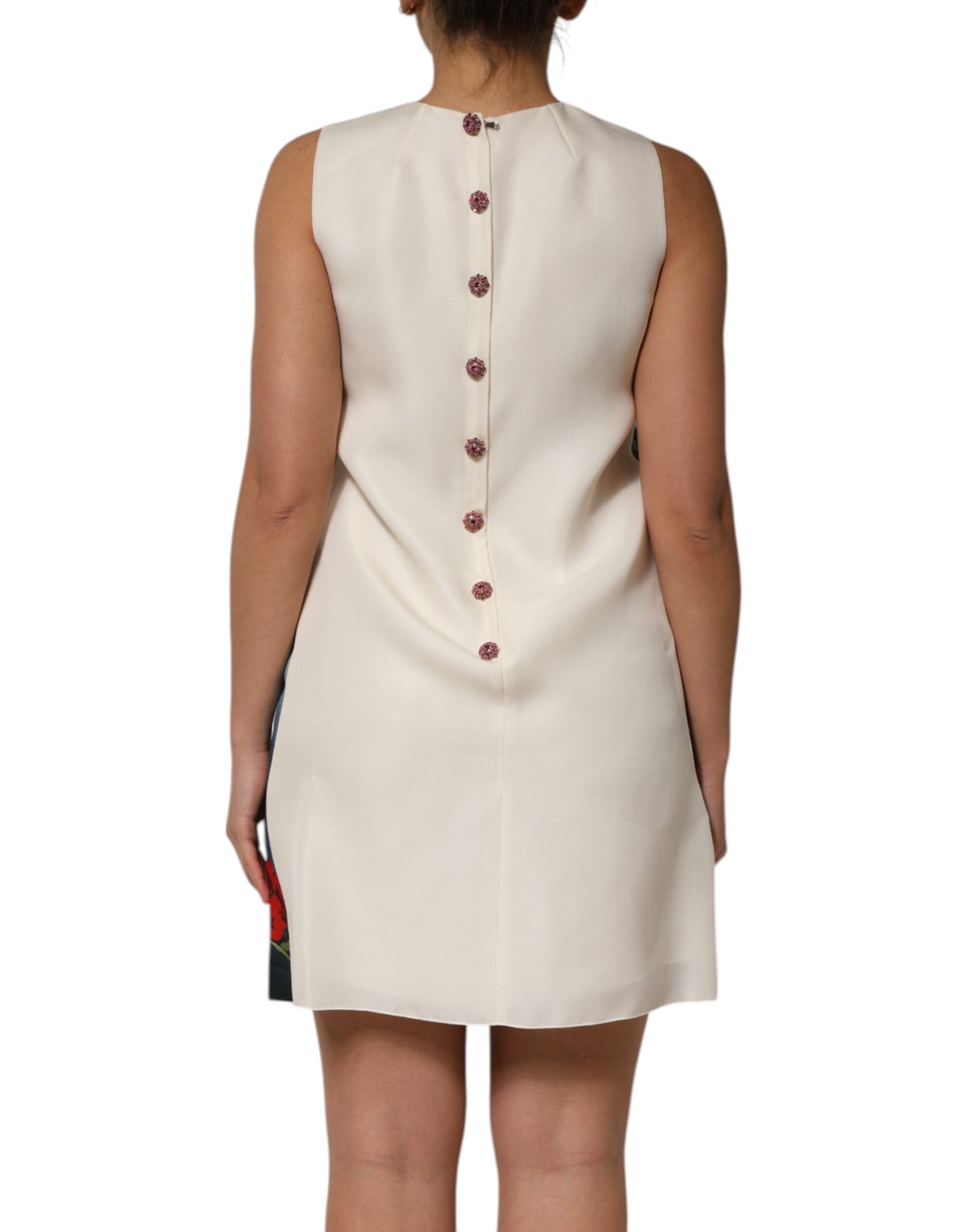 فستان قصير متعدد الألوان مزين بالكريستال من دولتشي آند غابانا