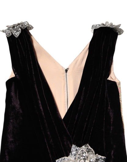 فستان دولتشي آند غابانا الأسود المخملي المزين بالزهور