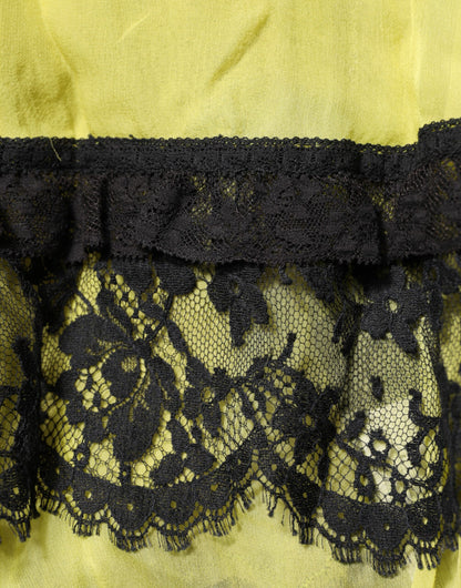 Dolce & Gabbana Yellow Black Babydoll Chemise Lingerie Dress