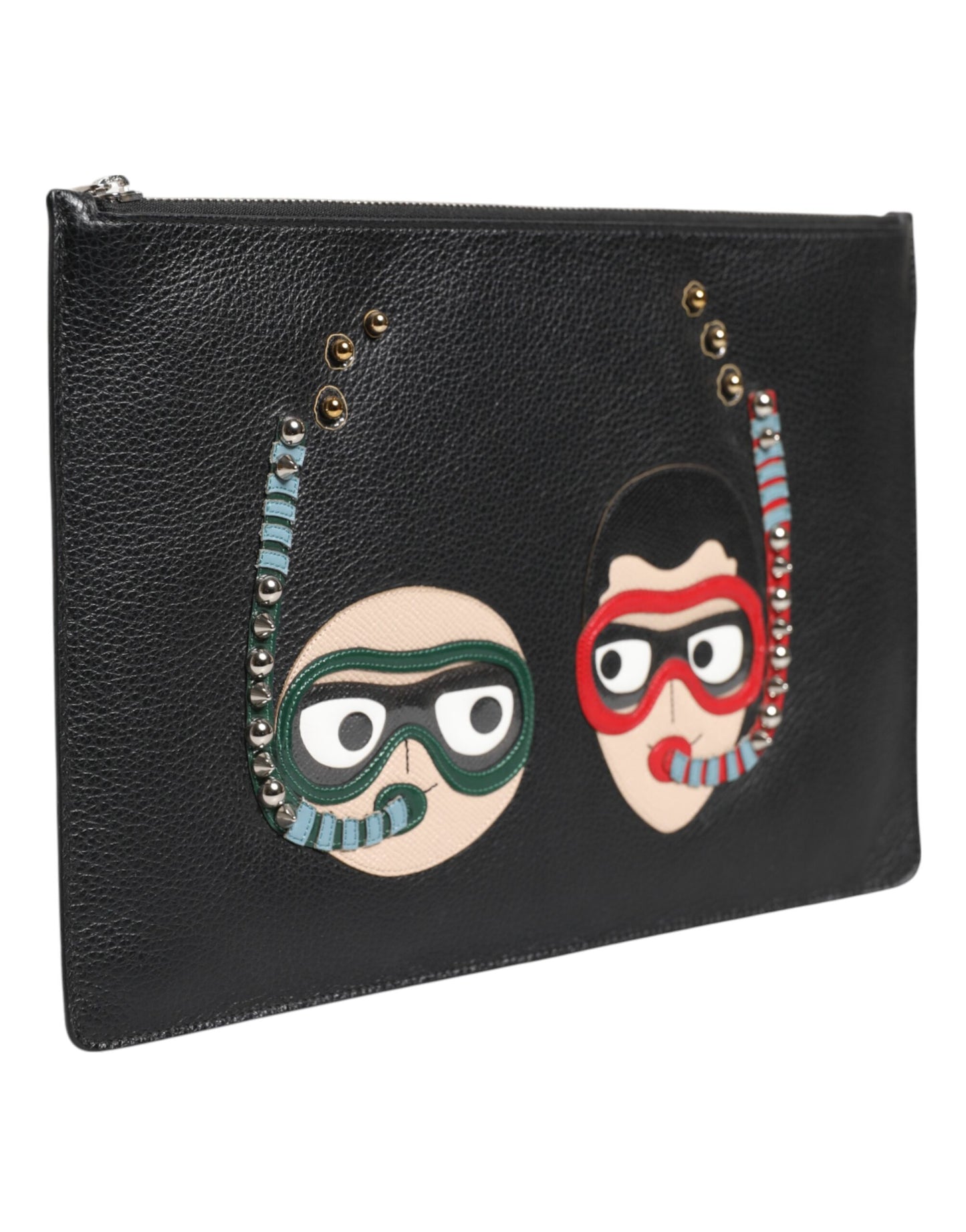 حقيبة كلاتش رجالية من دولتشي آند غابانا، مصنوعة من الجلد الأسود، #DGFAMILY