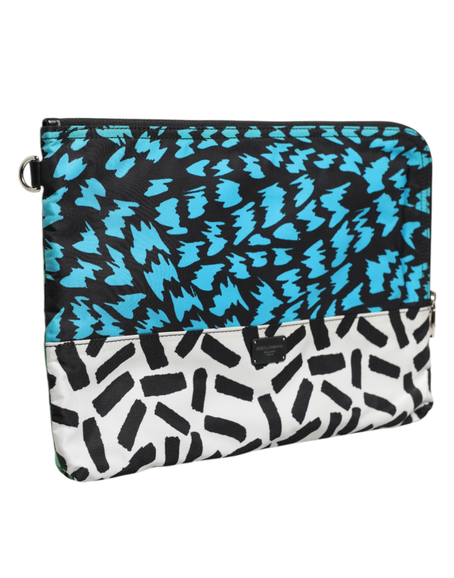 حقيبة كلاتش رجالية من دولتشي آند غابانا، مطبوعة بألوان متعددة، ومزينة بشعار الشركة