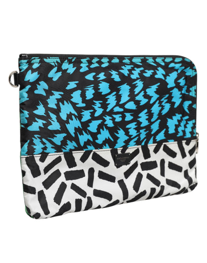 حقيبة كلاتش رجالية من دولتشي آند غابانا، مطبوعة بألوان متعددة، ومزينة بشعار الشركة