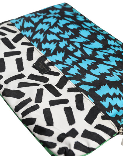 حقيبة كلاتش رجالية من دولتشي آند غابانا، مطبوعة بألوان متعددة، ومزينة بشعار الشركة