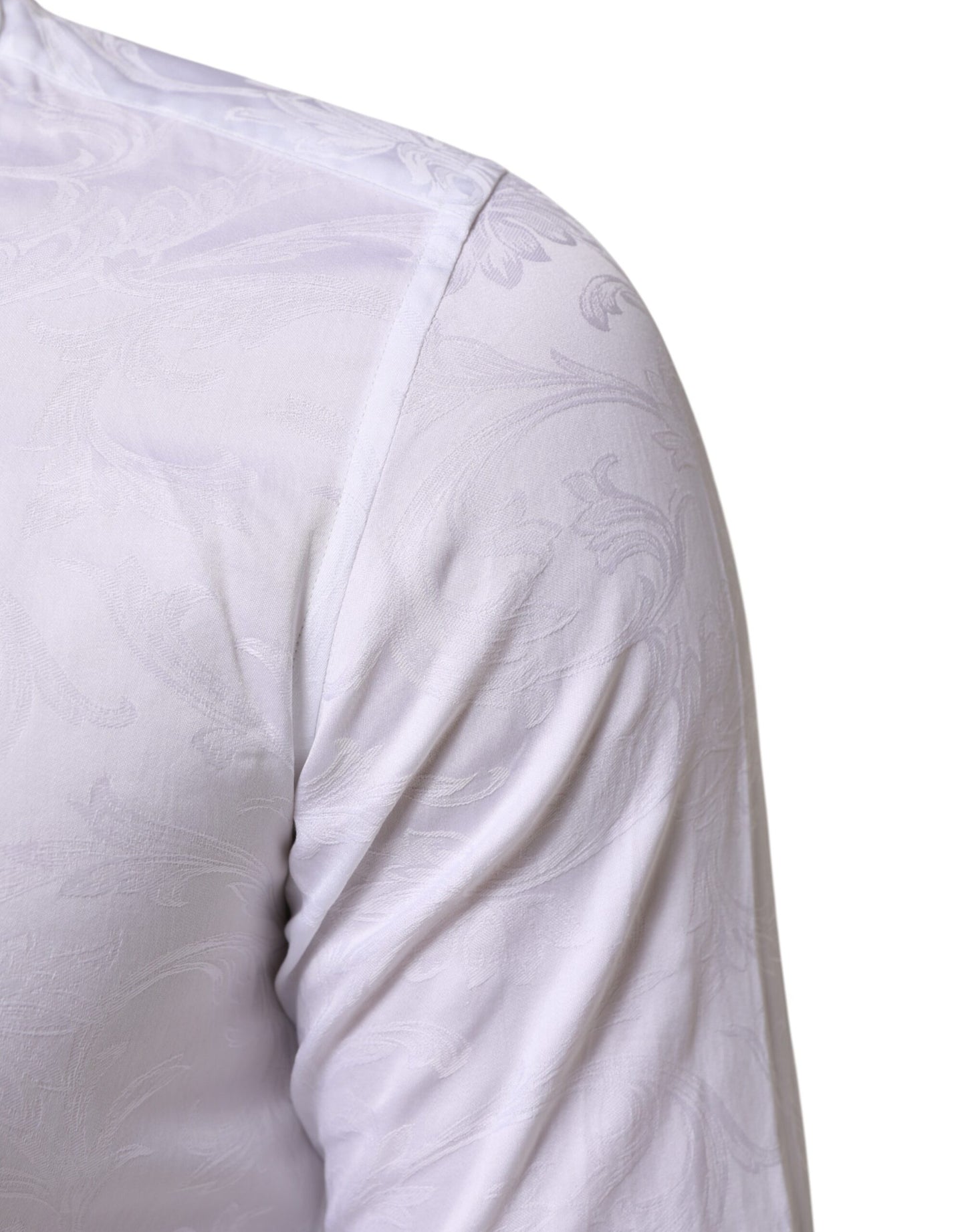 قميص مارتيني دولتشي آند غابانا الأبيض من القطن بنقشة بيزلي جاكار