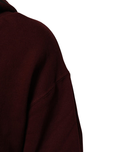 سترة هودي للرجال من دولتشي آند غابانا، مبطنة بنقشة مربعات من القطن باللون العنابي