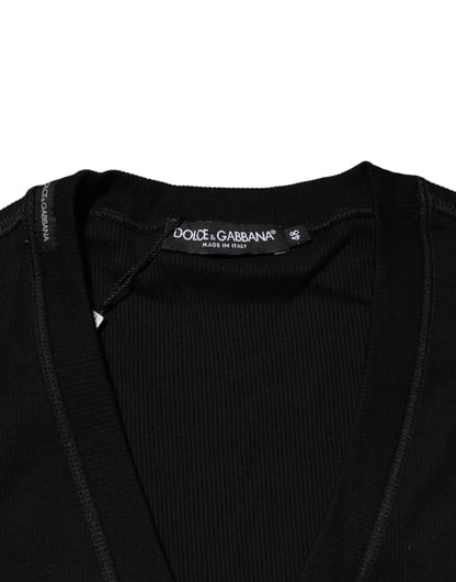 Dolce & Gabbana Black Cotton Button Up Men Cardigan Sweater