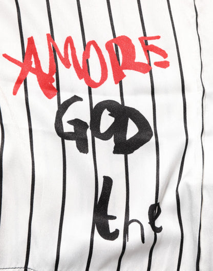 تي شيرت Dolce &amp; Gabbana Tradizione Graffiti Print كبير الحجم للرجال