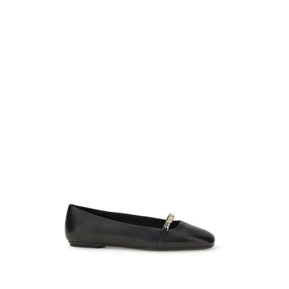 PINKO Black Calf Leather Bos Taurus Ballet Flats