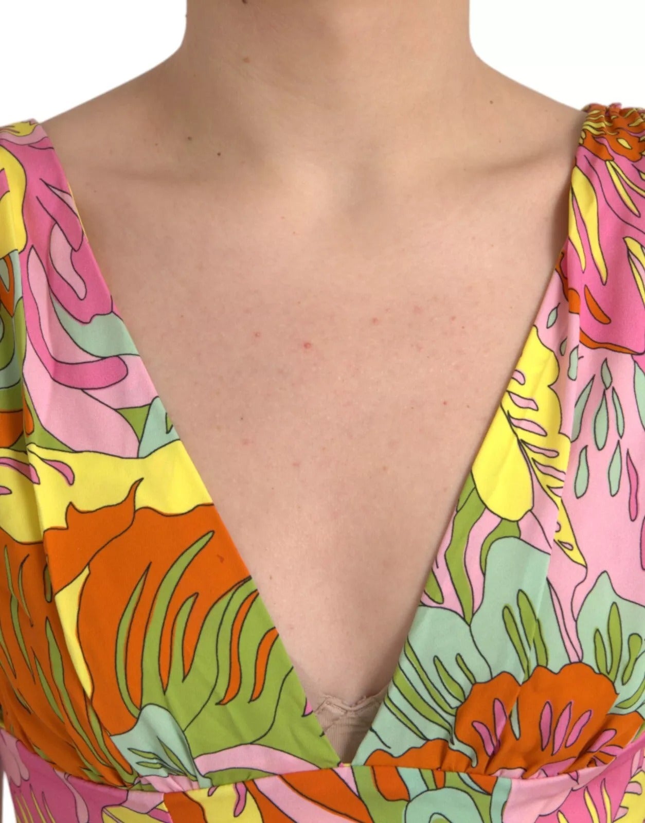 فستان دولتشي آند غابانا متعدد الألوان من الحرير المزهر