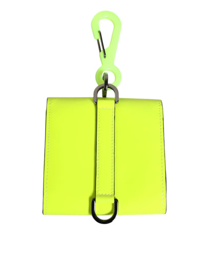 محفظة دولتشي آند غابانا ذات الطيات المزدوجة باللون الأصفر والأخضر وشعار DG وحزام الرقبة