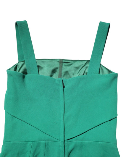 فستان دولتشي آند غابانا الضيق من الرايون باللون الأخضر الداكن بدون أكمام