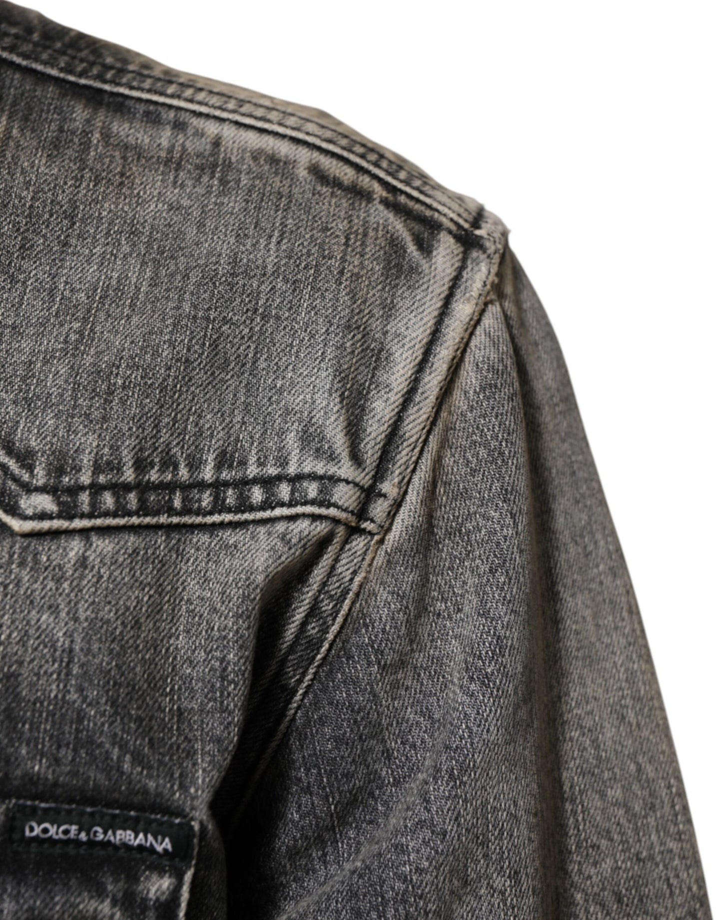 قميص دولتشي آند غابانا كاجوال بأكمام طويلة من القطن المغسول باللون الأسود