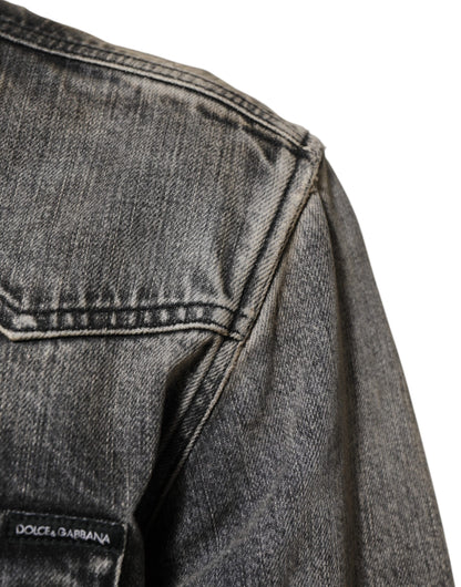 قميص دولتشي آند غابانا كاجوال بأكمام طويلة من القطن المغسول باللون الأسود