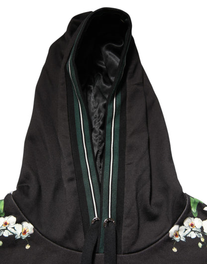 سترة دولتشي آند غابانا كينج بغطاء رأس وشعار تاج زهور الأوركيد الأسود