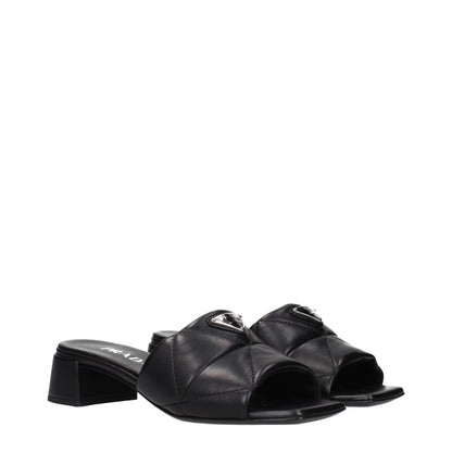 Prada Black Leather Sandals