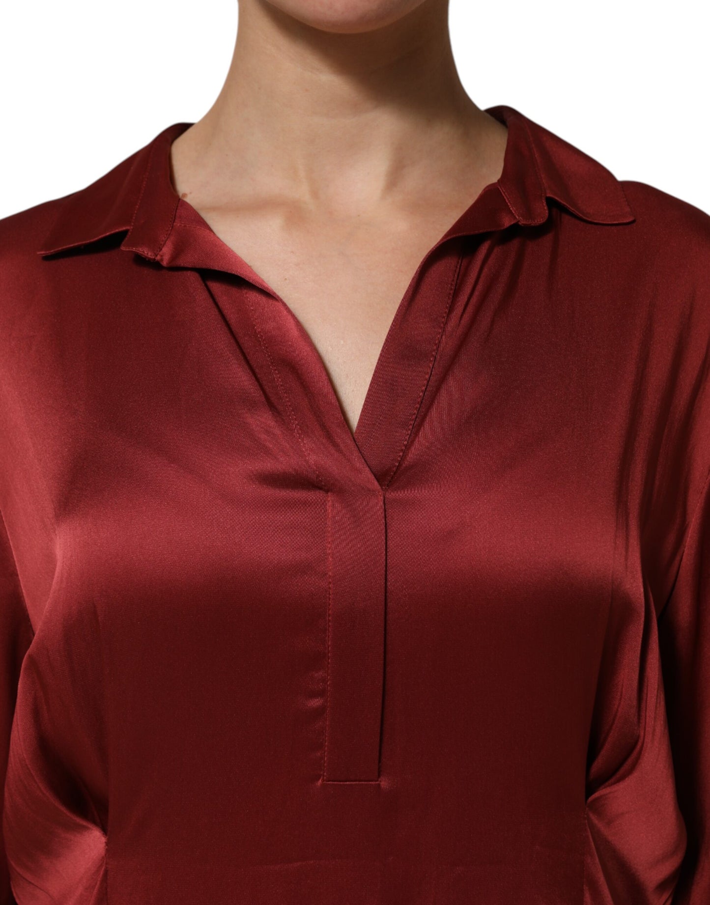 Fabiana Filippi Burgundy Acetate Viscose Satin Long Dress