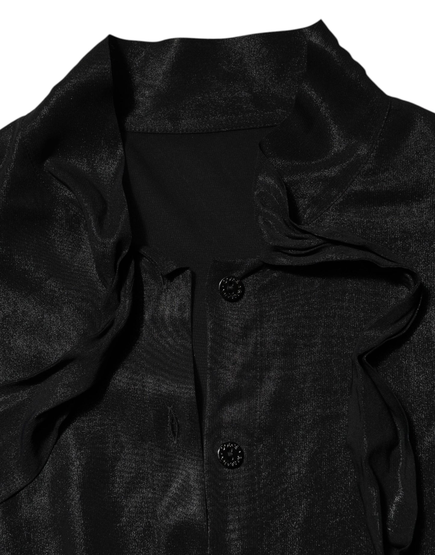 بلوزة دولتشي آند غابانا سوداء من الفيسكوز بأكمام طويلة ورقبة مربوطة