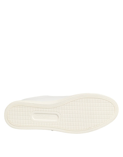 حذاء سنيكرز دولتشي آند غابانا أبيض من الجلد برقعة قلب مقدسة