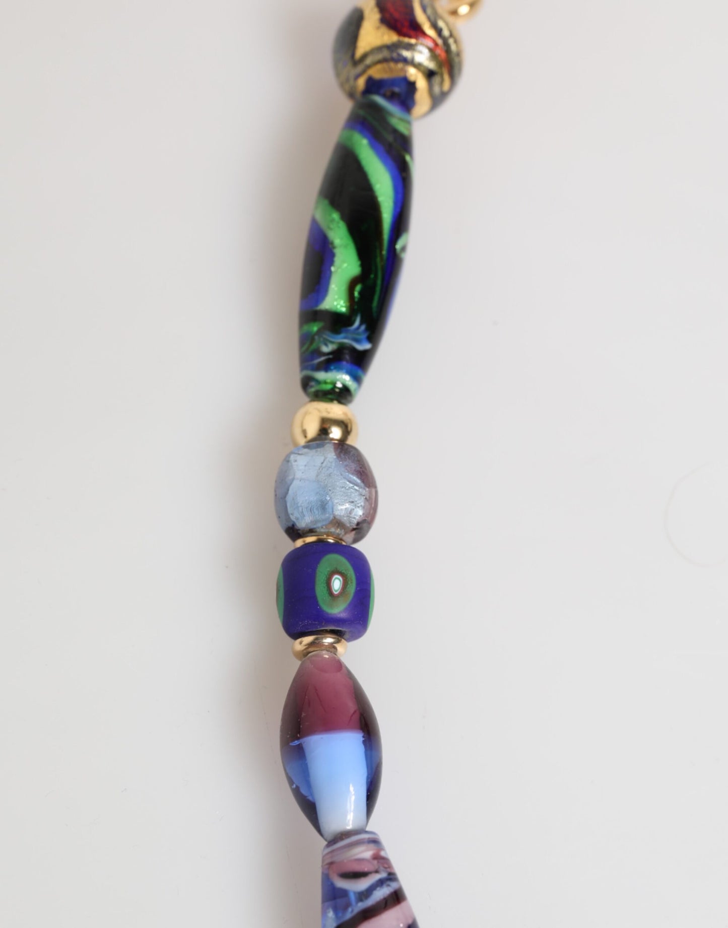 Dolce & Gabbana Multicolor Murano Glass Beads Gold Brass Chain Jewelry Necklace