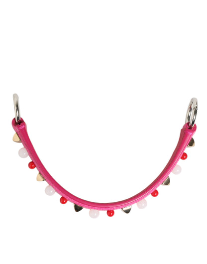 حقيبة دولتشي آند غابانا النسائية ذات المقبض الجلدي الوردي المزخرف وحزام الكتف