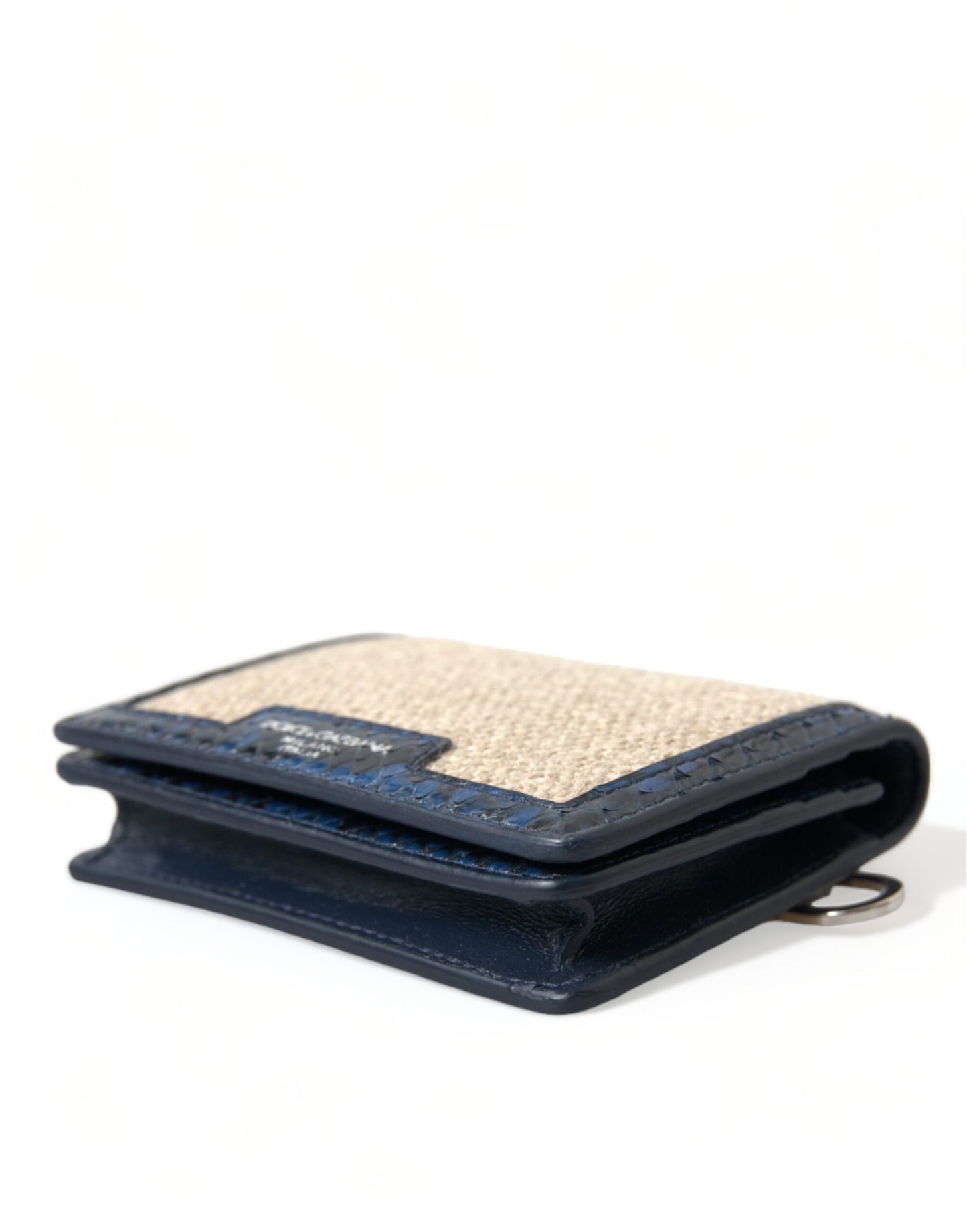 حقيبة كتف صغيرة من دولتشي آند غابانا، باللون البيج، مزينة بجلد الرافي الأزرق، مزينة بحزام كتف