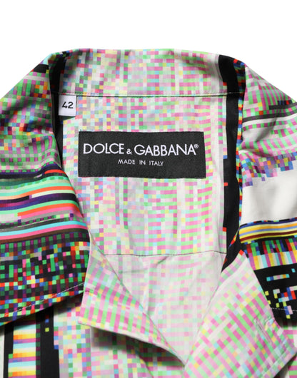 Dolce & Gabbana Multicolor Graphic Collared Casual Shirt