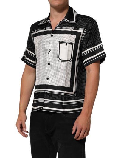 Dolce & Gabbana Black White StripeDot Print Casual Polo Shirt