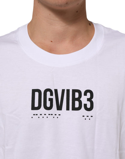 تي شيرت دولتشي آند غابانا أبيض قطني بدون أكمام مطبوع