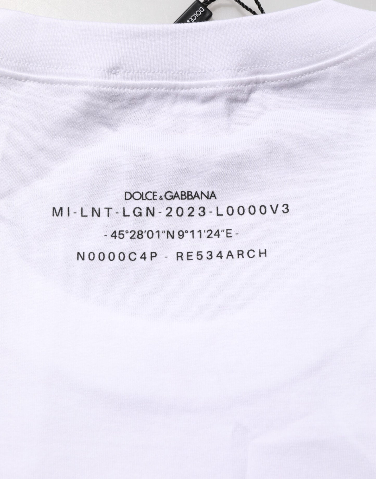 تي شيرت دولتشي آند غابانا أبيض قطني بدون أكمام مطبوع