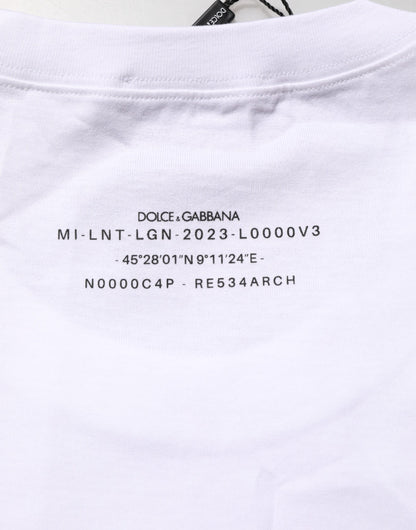 تي شيرت دولتشي آند غابانا أبيض قطني بدون أكمام مطبوع