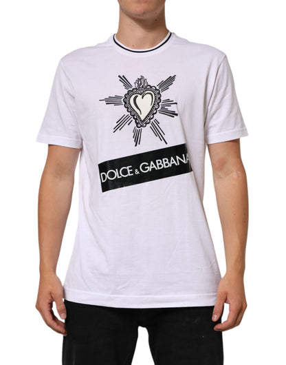 Dolce & Gabbana White Sacred Heart Short Sleeve Men T-shirt