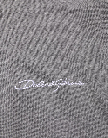 Dolce & Gabbana Gray Logo Embroidery Collared Polo T-shirt